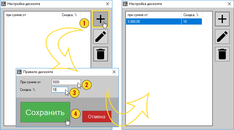 Настройка дисконтной системы